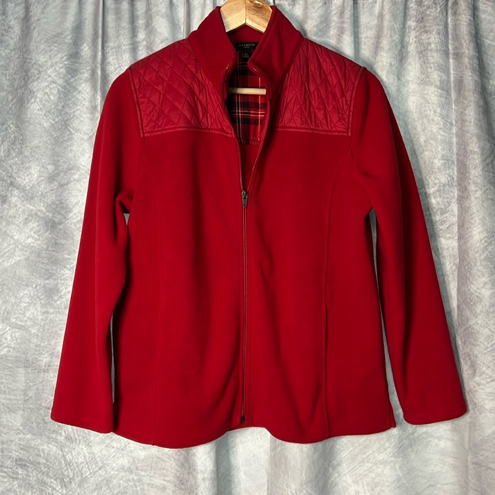 Talbots Red Zip Front Fleece Jacket - LP - Picture 6 of 11